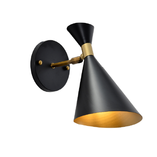 Aplique Beat Wall 1 luz E27 negro con oro satinado